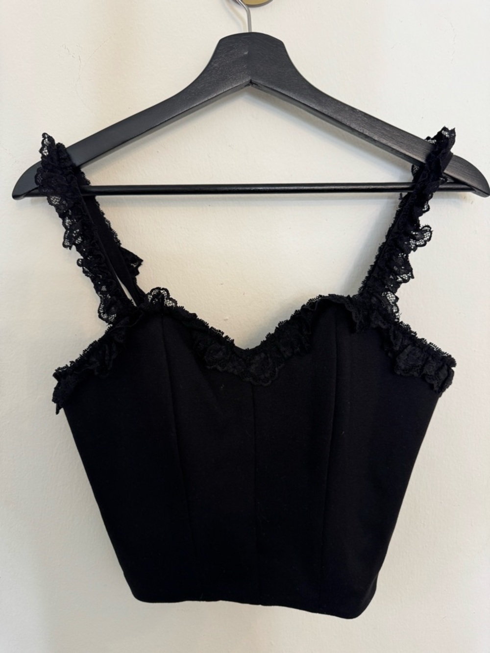 Vixen by Micheline Pitt black corset top with lace detail Size S